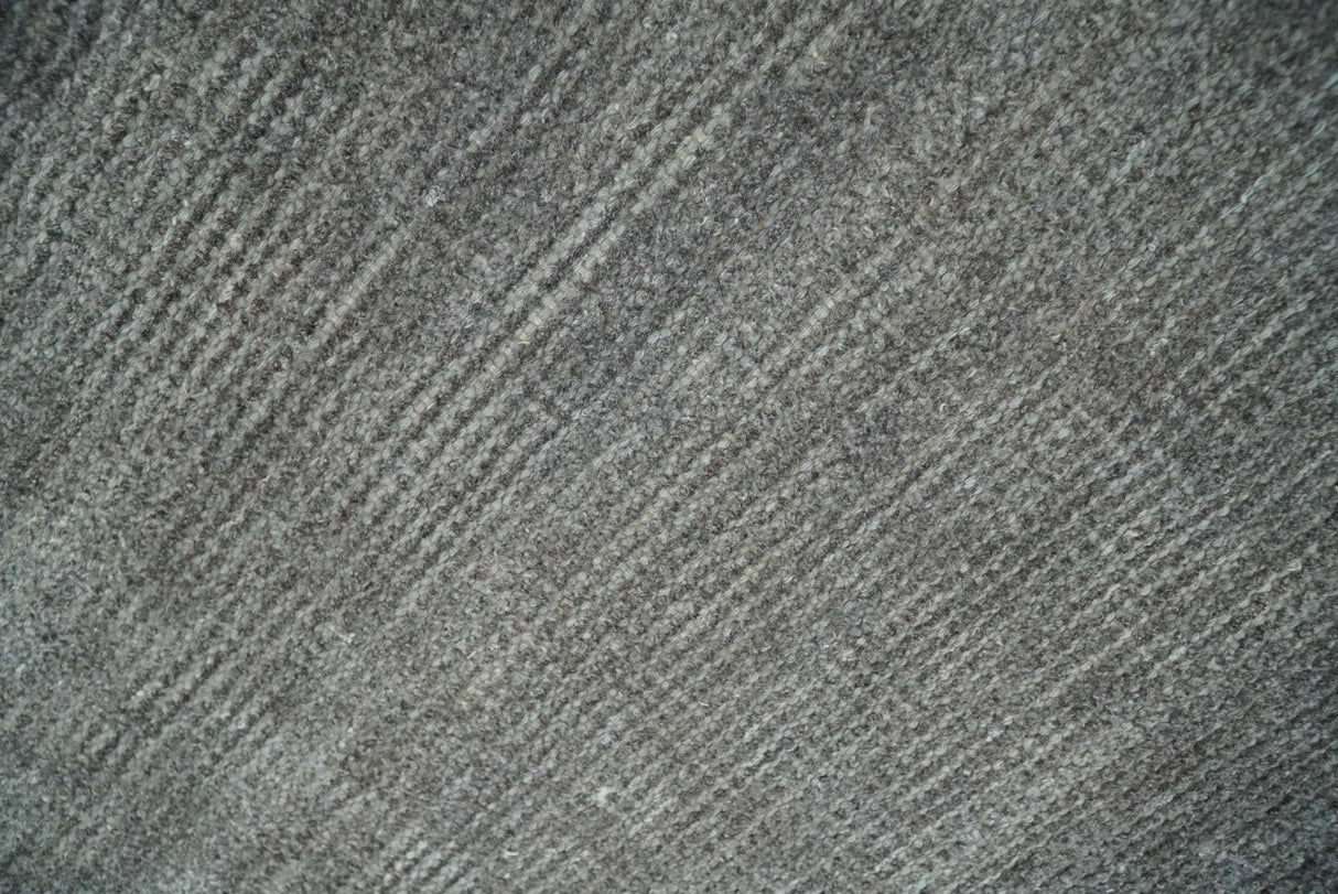 Modern Solid Gray Hand Woven 5x8 Wool and Viscose Rug