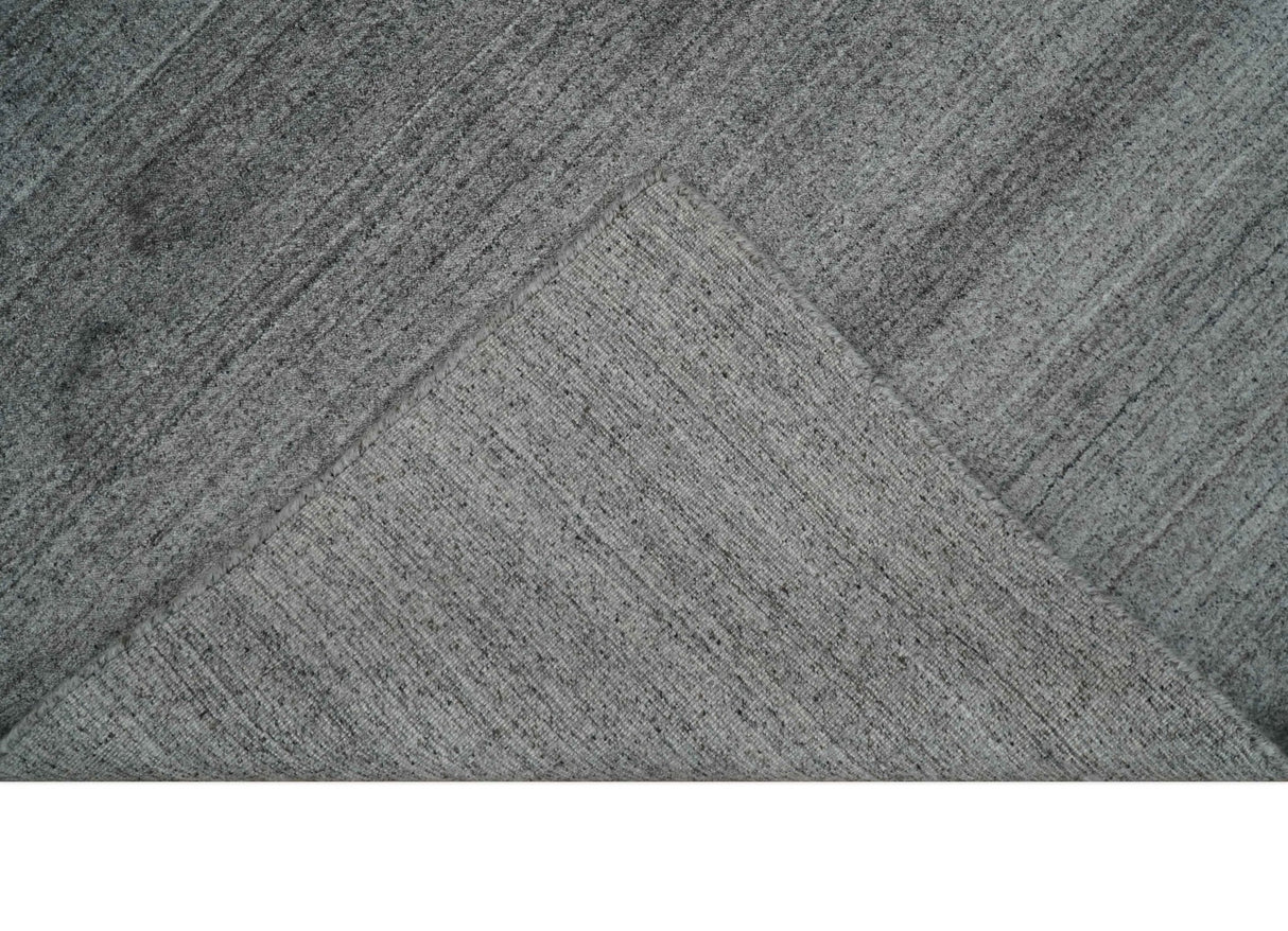 Modern Solid Gray Shaded 5x7 Blended Wool Hand Woven Area Rug