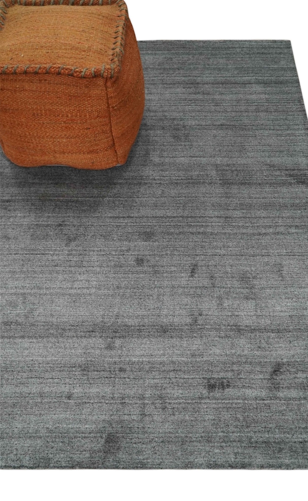 Modern Solid Gray Shaded 5x7 Blended Wool Hand Woven Area Rug