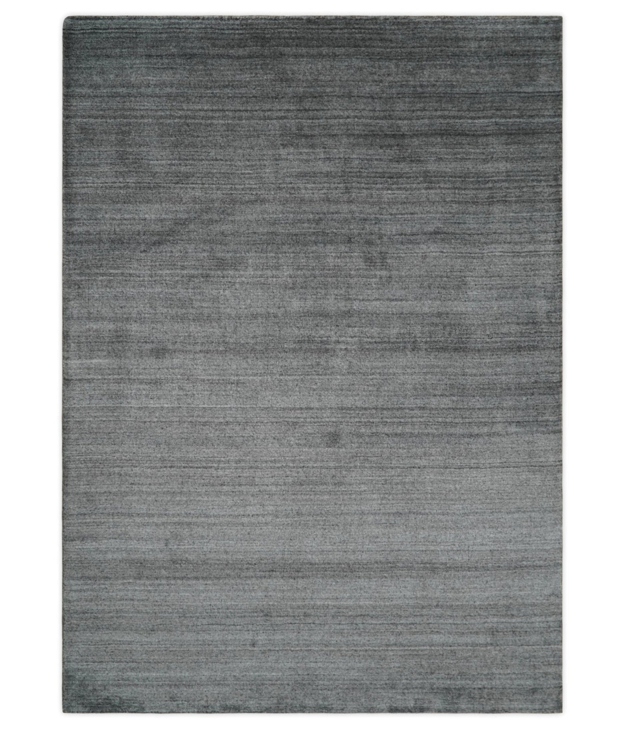 Modern Solid Gray Shaded 5x7 Blended Wool Hand Woven Area Rug
