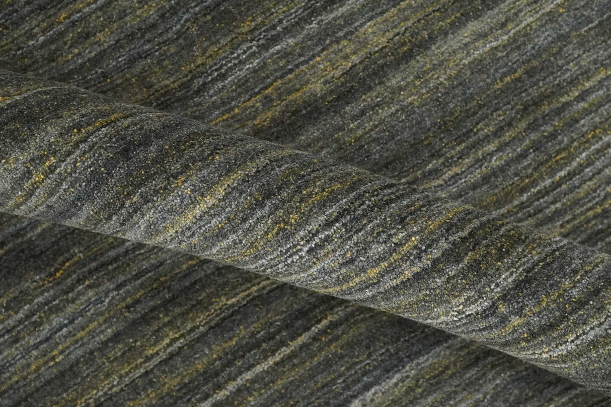 Modern Solid Olive and Gray 5x7 Blended bamboo Silk Hand Woven Area Rug