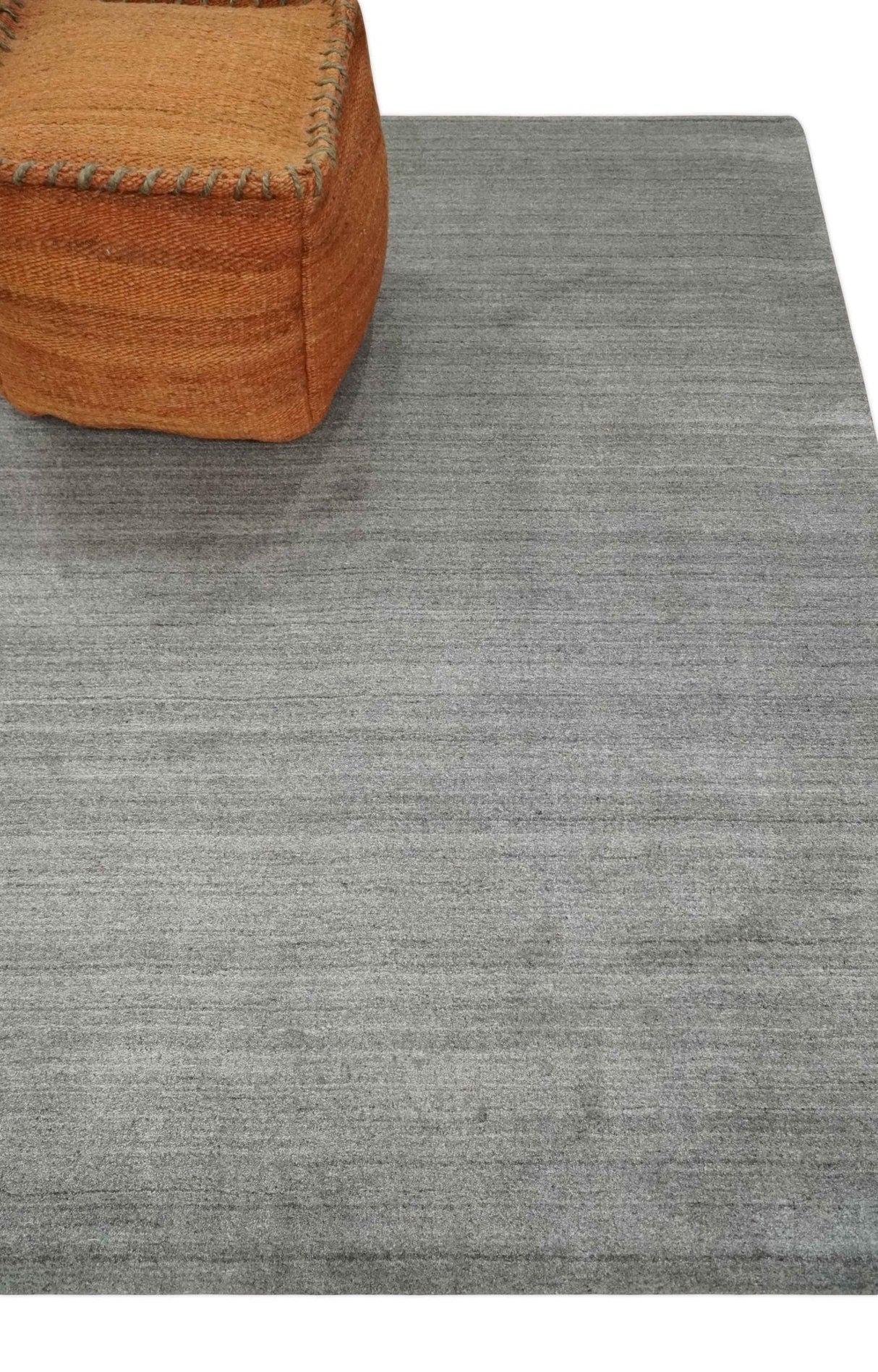 Modern Solid Shaded Gray 5x7 Blended Wool Hand woven Area Rug
