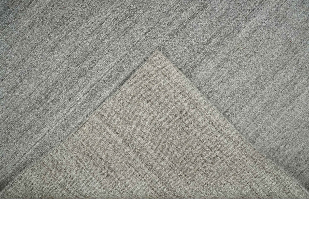 Modern Solid Shaded Gray 5x7 Blended Wool Hand woven Area Rug