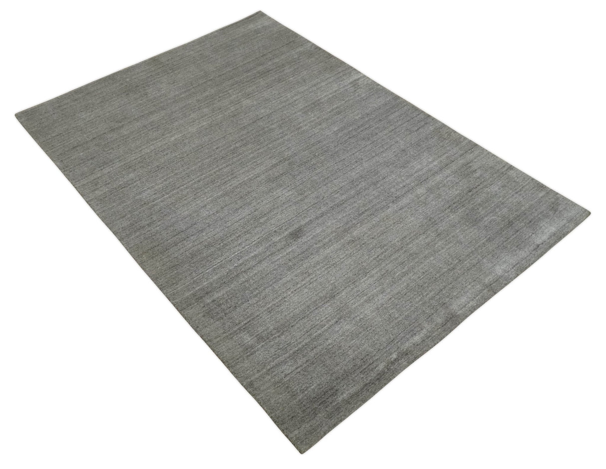 Modern Solid Shaded Gray 5x7 Blended Wool Hand woven Area Rug