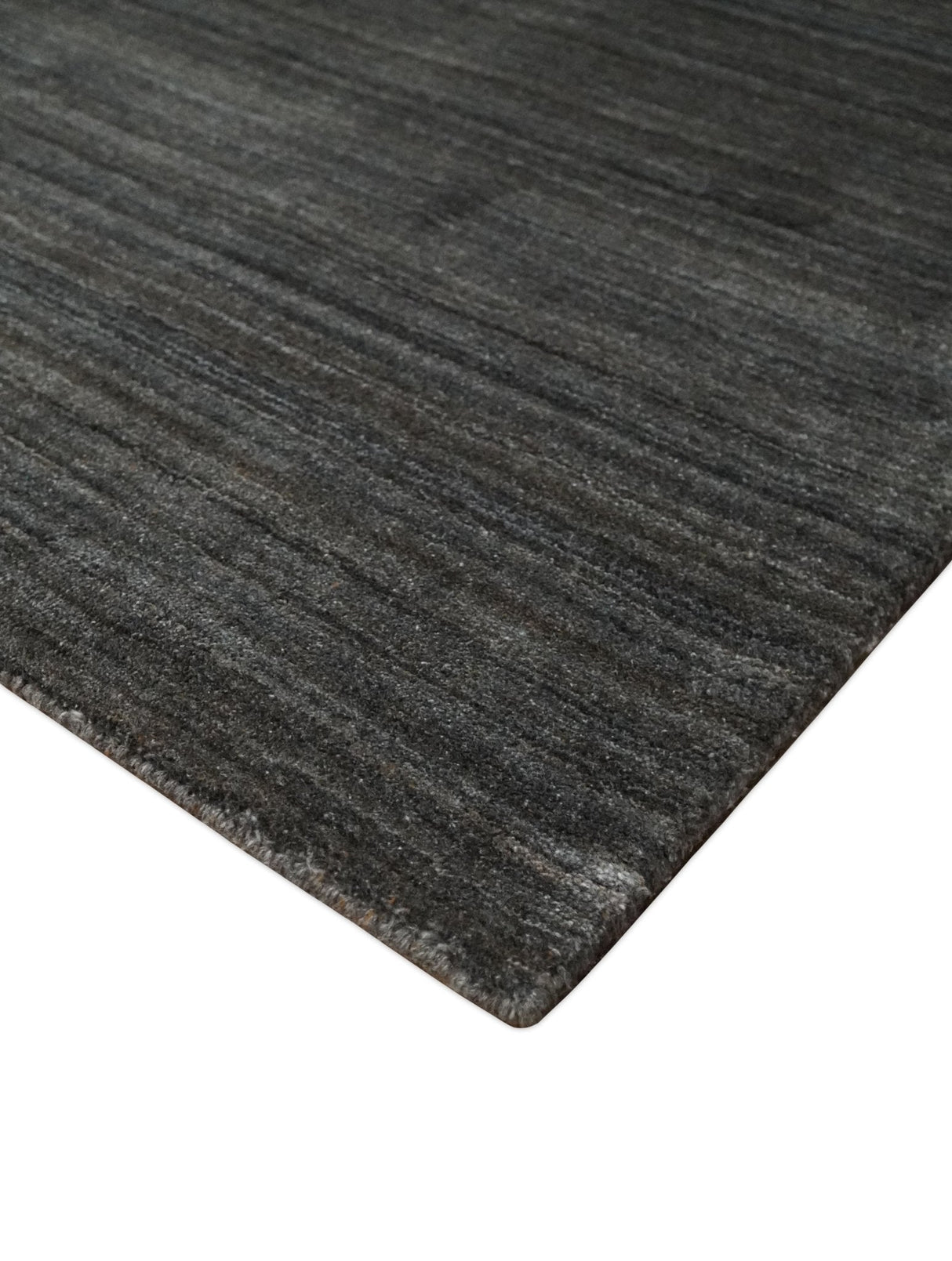 Modern Solid Silver and Charcoal Shaded 5x7 Blended Wool Area Rug