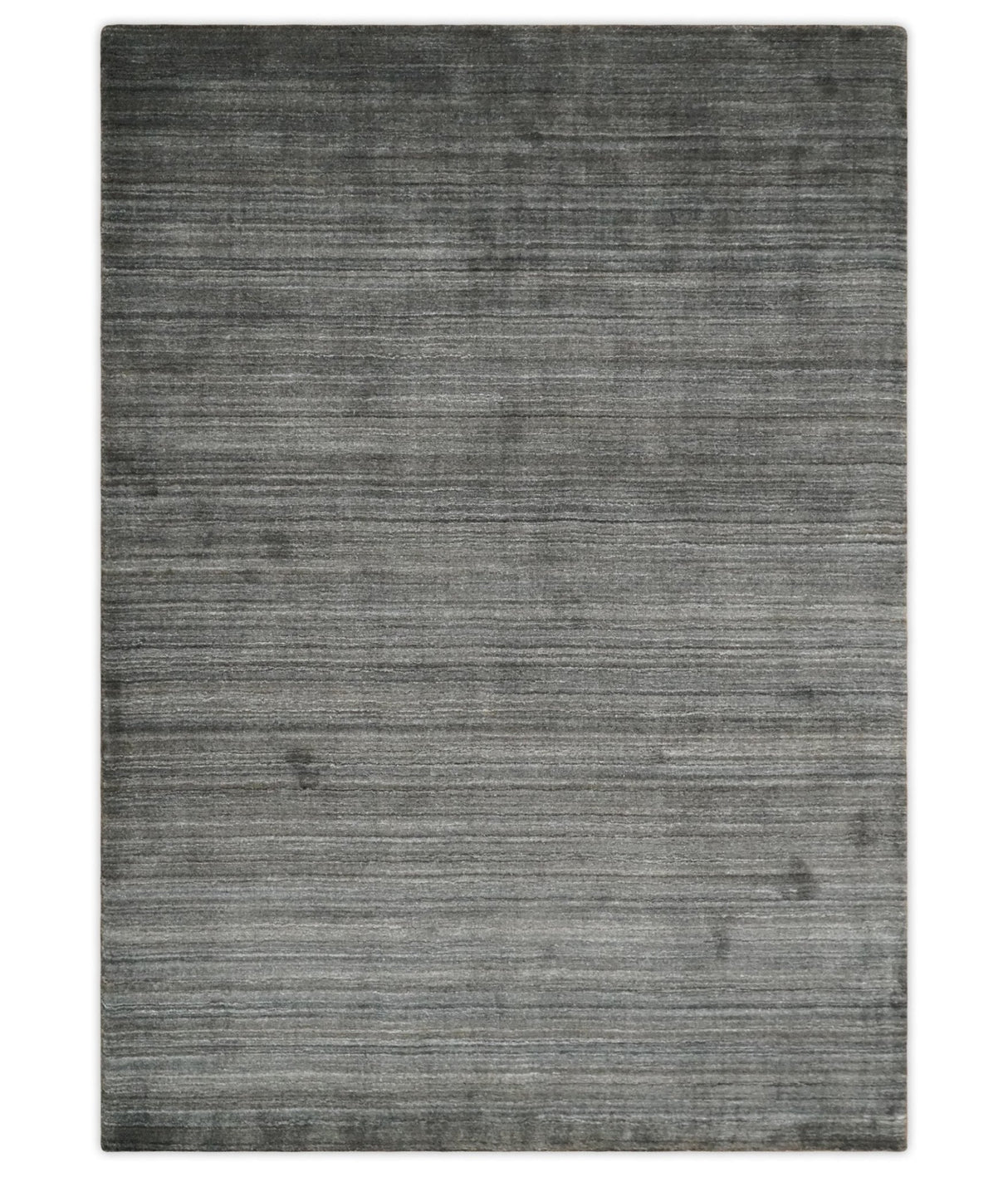 Modern Solid Silver and Charcoal Shaded 5x7 Blended Wool Area Rug