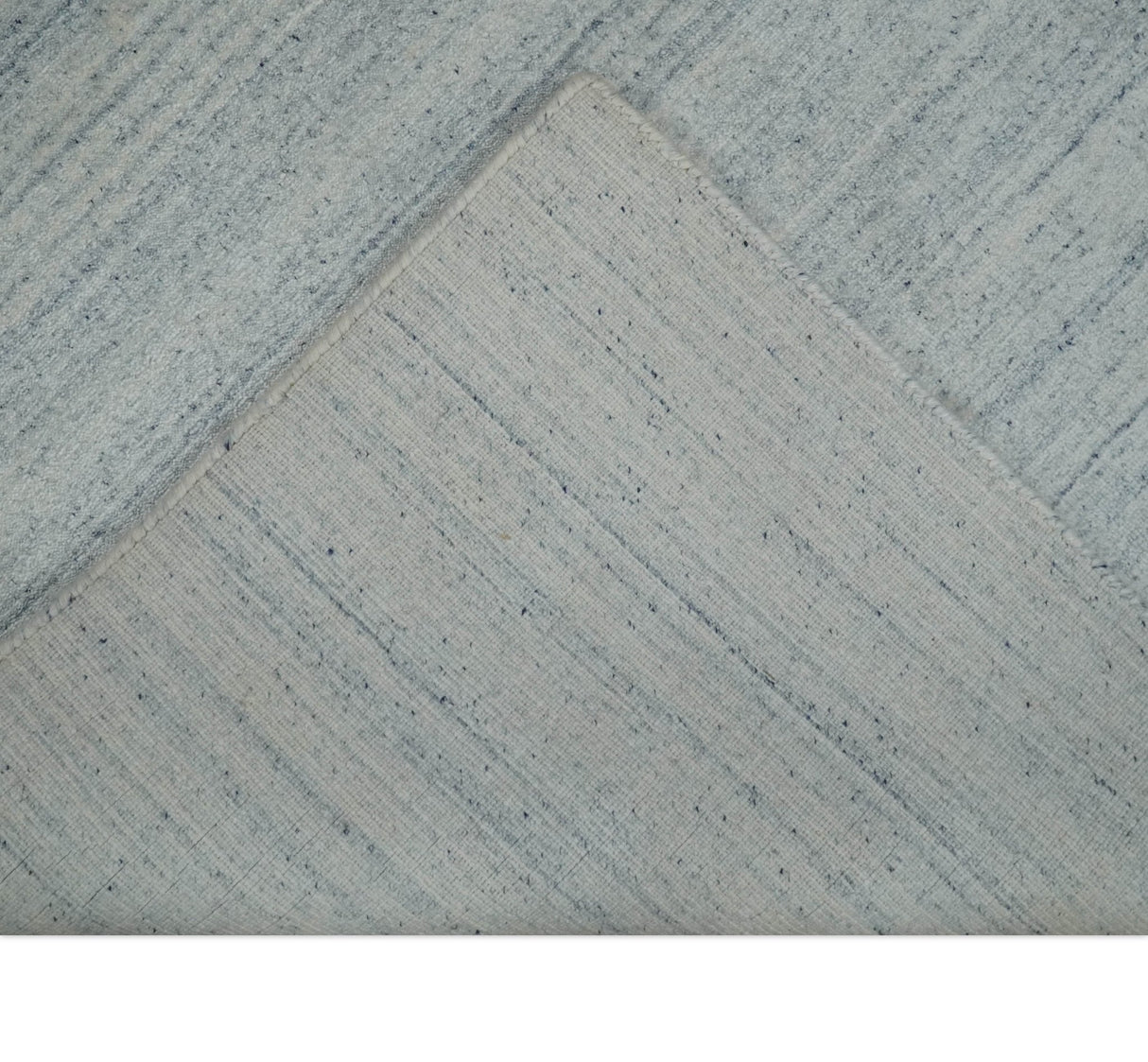 Modern Solid Silver and White 5x7 Blended Wool Hand woven Area Rug