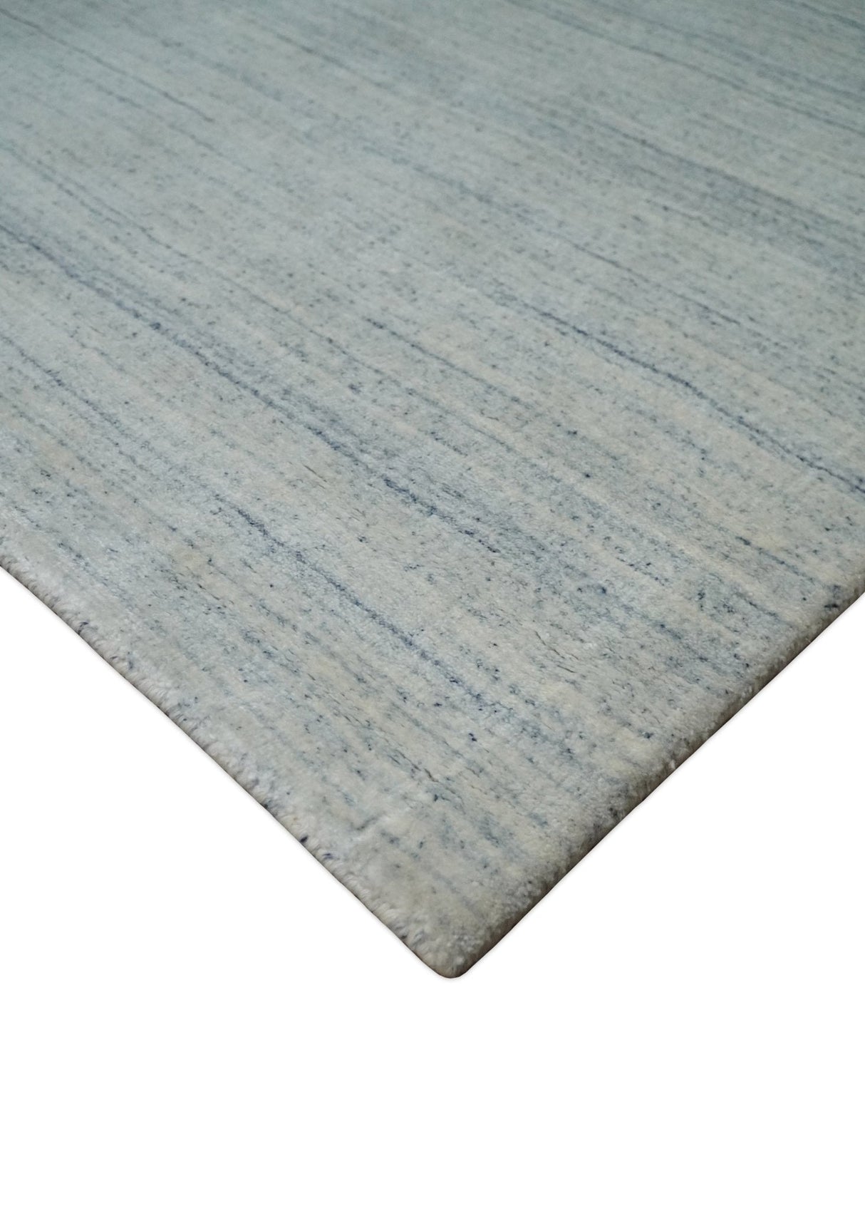 Modern Solid Silver and White 5x7 Blended Wool Hand woven Area Rug