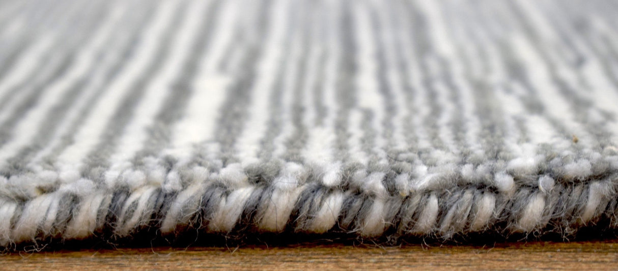 Modern Solid Silver Hand Loom Wool 5x8 Area Rug