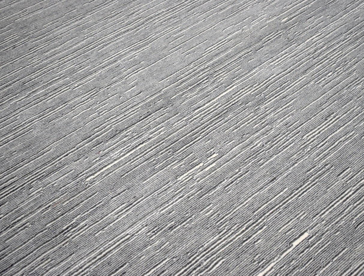 Modern Solid Silver Hand Loom Wool 5x8 Area Rug