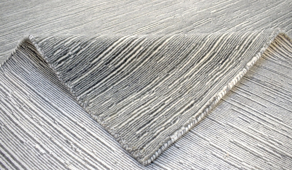 Modern Solid Silver Hand Loom Wool 5x8 Area Rug