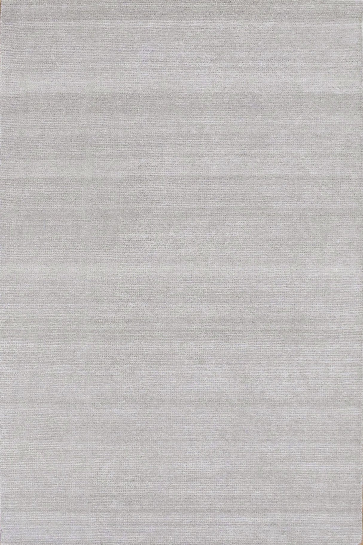 Modern Solid Silver Hand Woven Wool and Viscose Rug