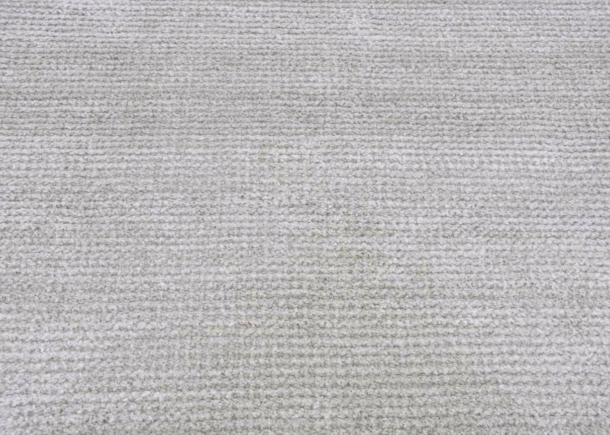 Modern Solid Silver Hand Woven Wool and Viscose Rug