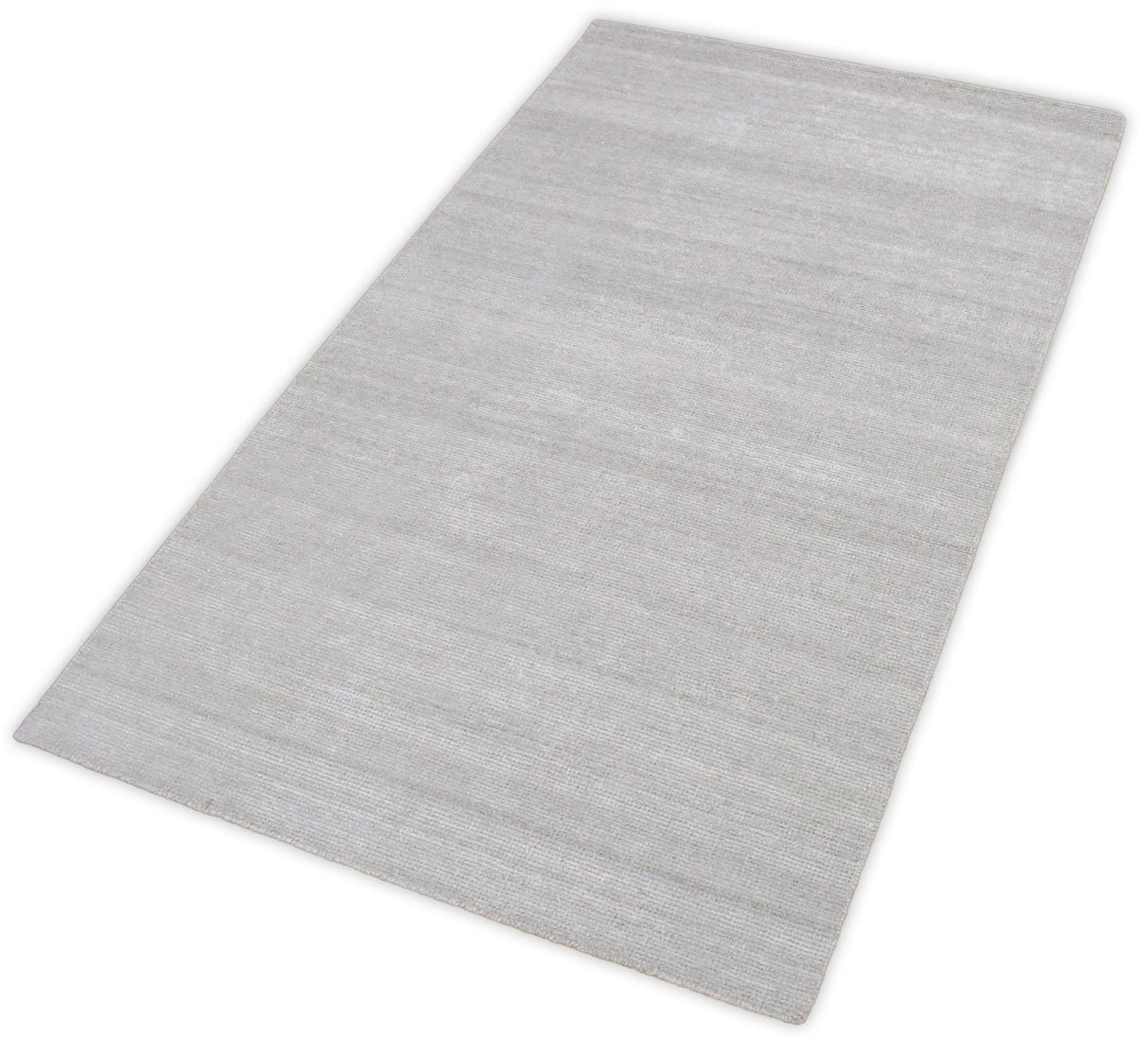 Modern Solid Silver Hand Woven Wool and Viscose Rug