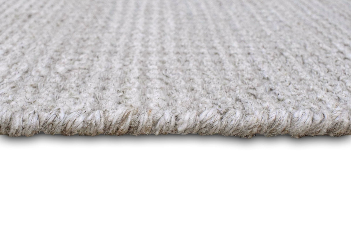 Modern Solid Silver Hand Woven Wool and Viscose Rug