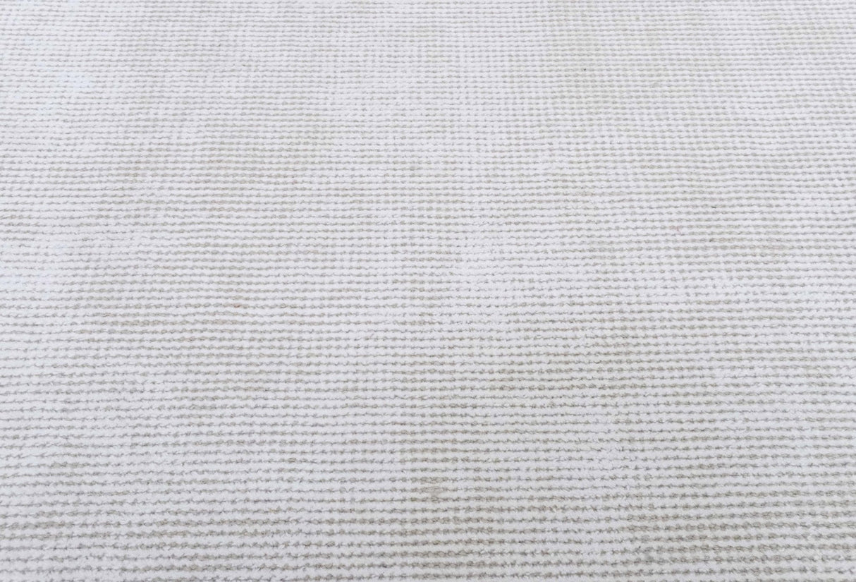 Modern Solid White Hand Made Textured Wool Area Rug