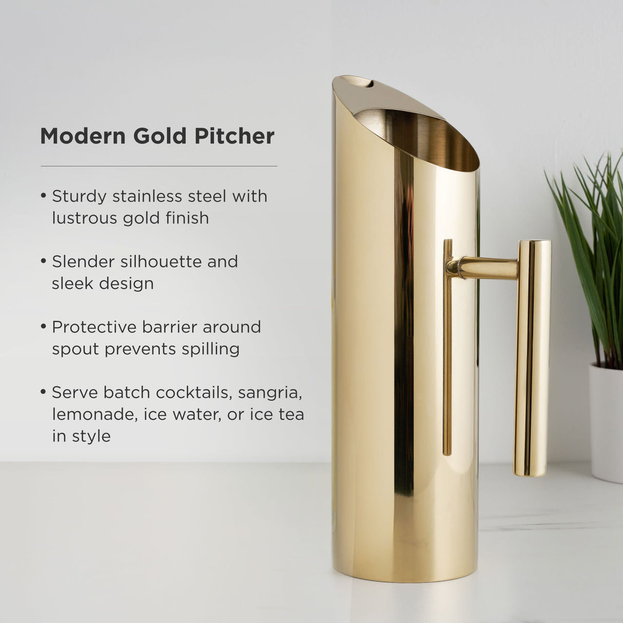Modern Stainless Steel Pitcher in Gold-product_type::pitchers_and_dispensers-Parc Decor