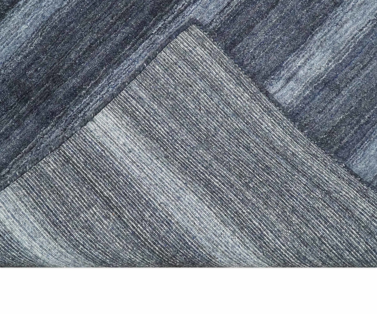 Modern Stripes Design 5x7 Charcoal and Silver Wool Hand Woven Area Rug