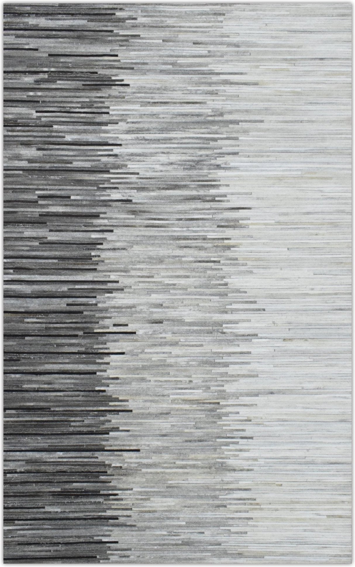 Modern Stripes Gray and Silver Handmade Leather Area Rug