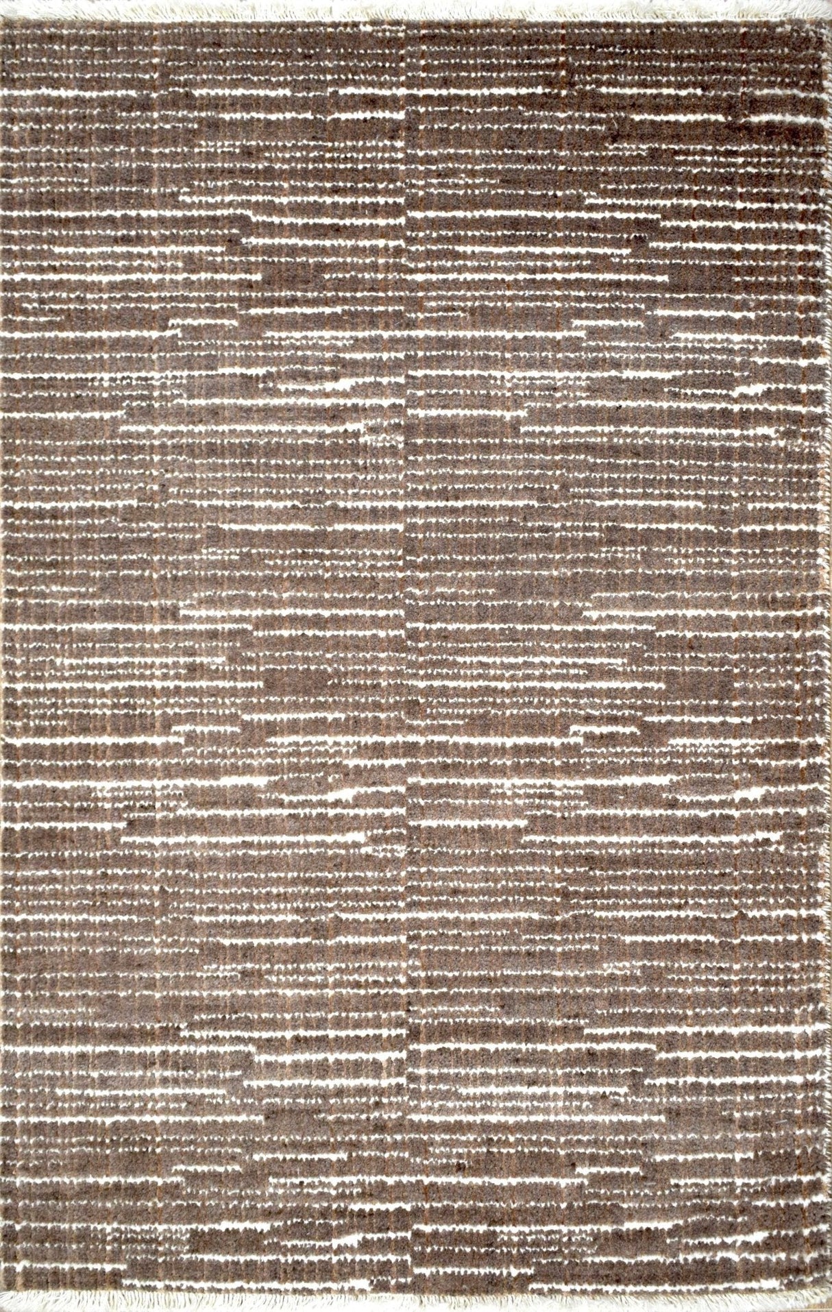 Modern Stripes Pattern Brown Hand Knotted Wool 2x3 Area Rug