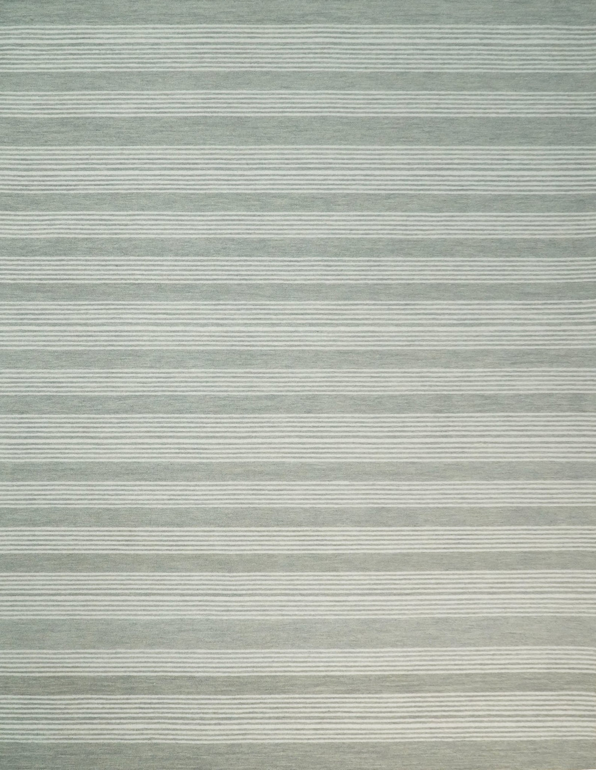 Modern Stripes Pattern Grey and Ivory Hand Tufted Wool Area Rug