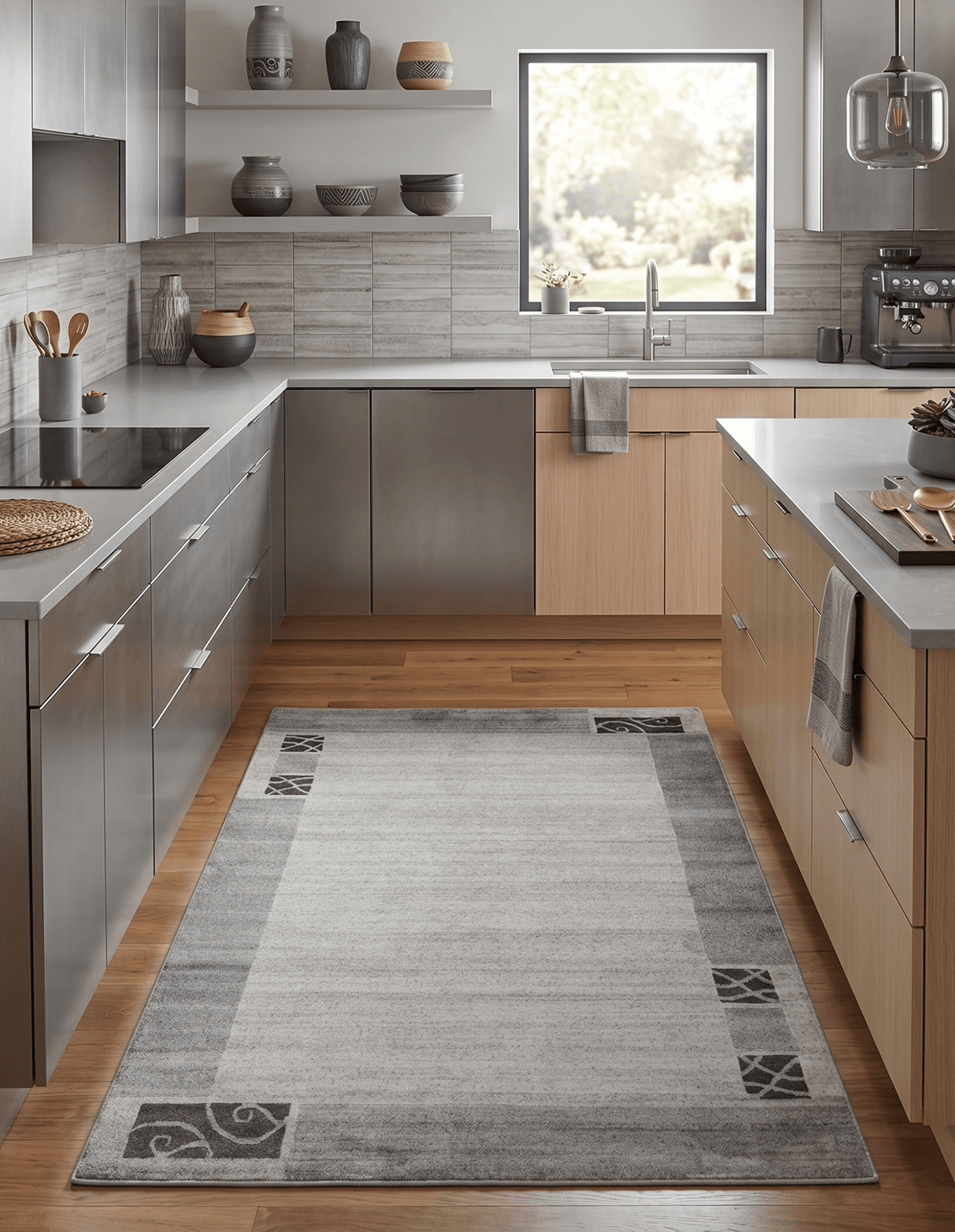 Modern Style 4.7x6.5 Brown and Silver Wool Hand Woven Area Rug