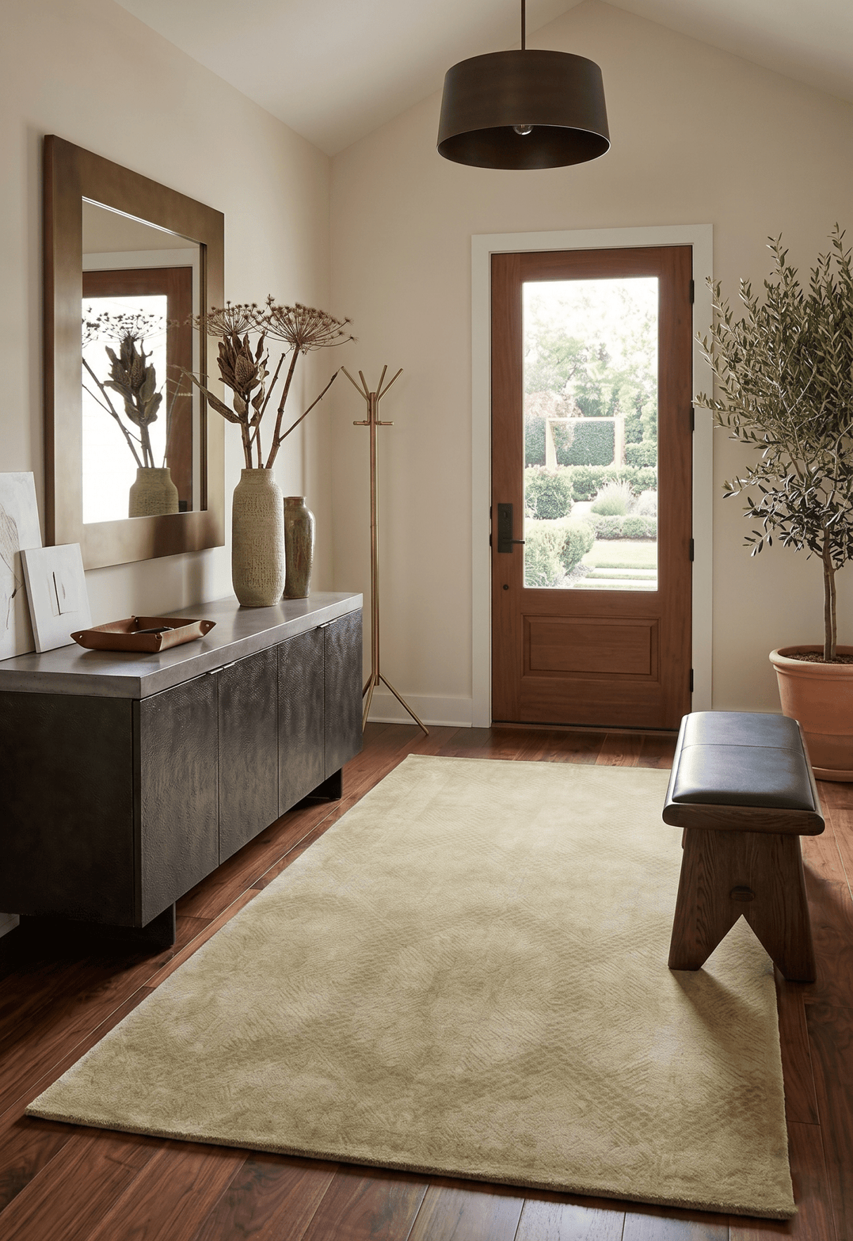 Modern Style Gold Hand Tufted Wool 5x8 Area Rug