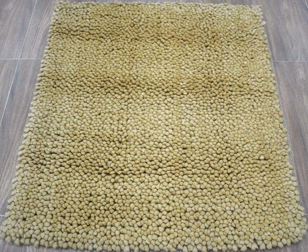 Modern Style Gold Handmade Wool 3x3 Area Rug