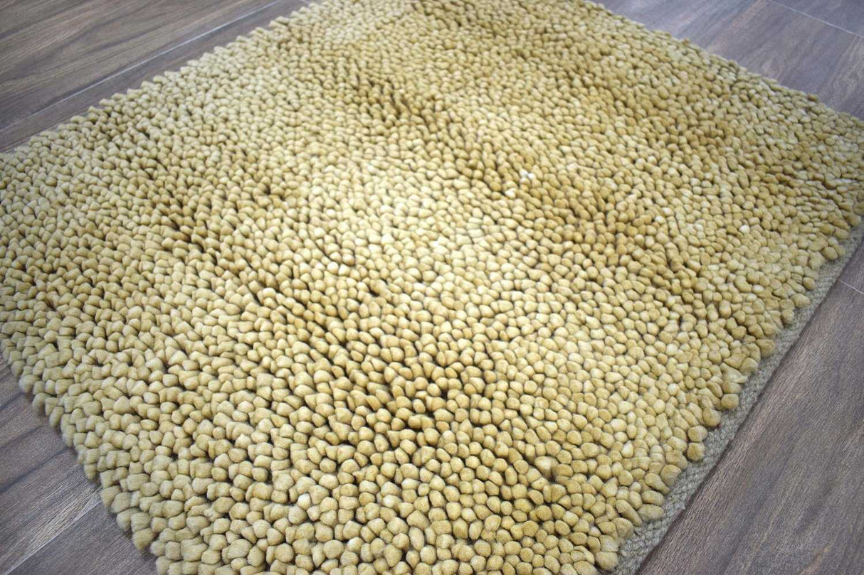 Modern Style Gold Handmade Wool 3x3 Area Rug