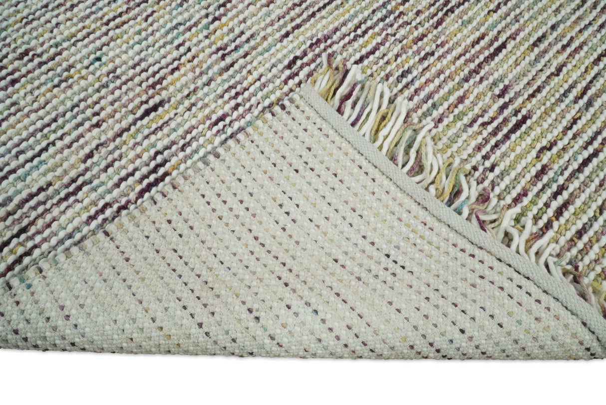 Modern Style Hand Woven Multi Color Wool Area Rug