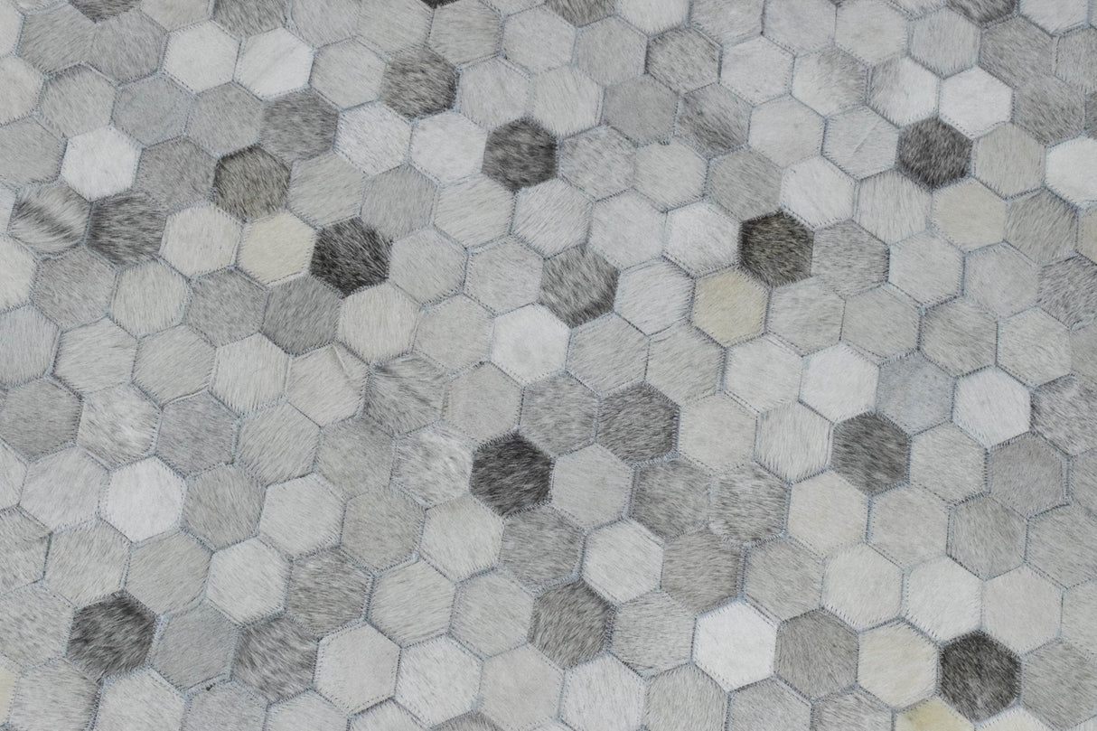 Modern Style Handmade Genuine Leather Silver Area Rug