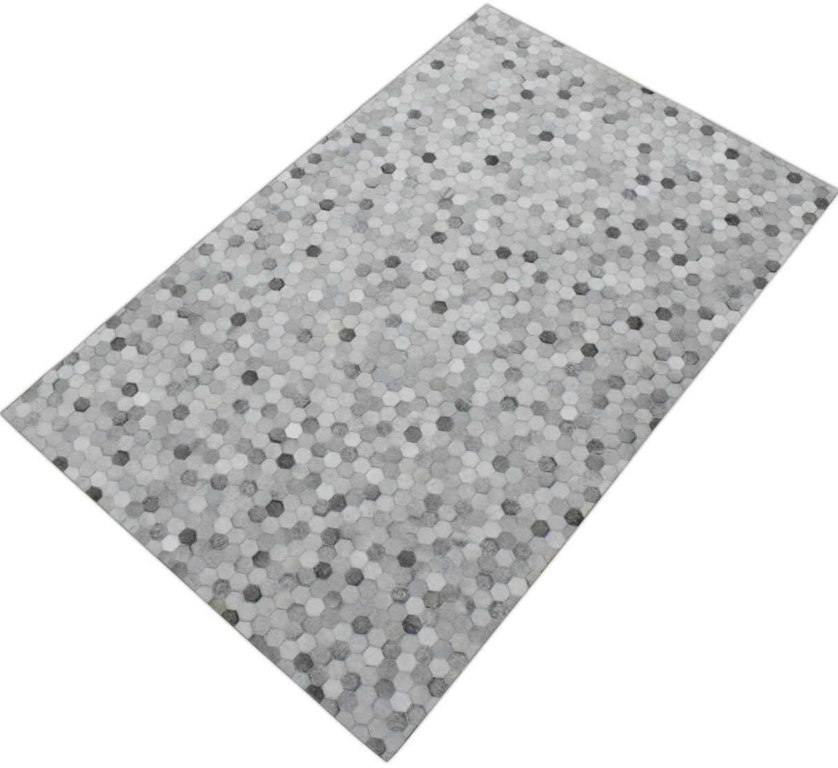 Modern Style Handmade Genuine Leather Silver Area Rug