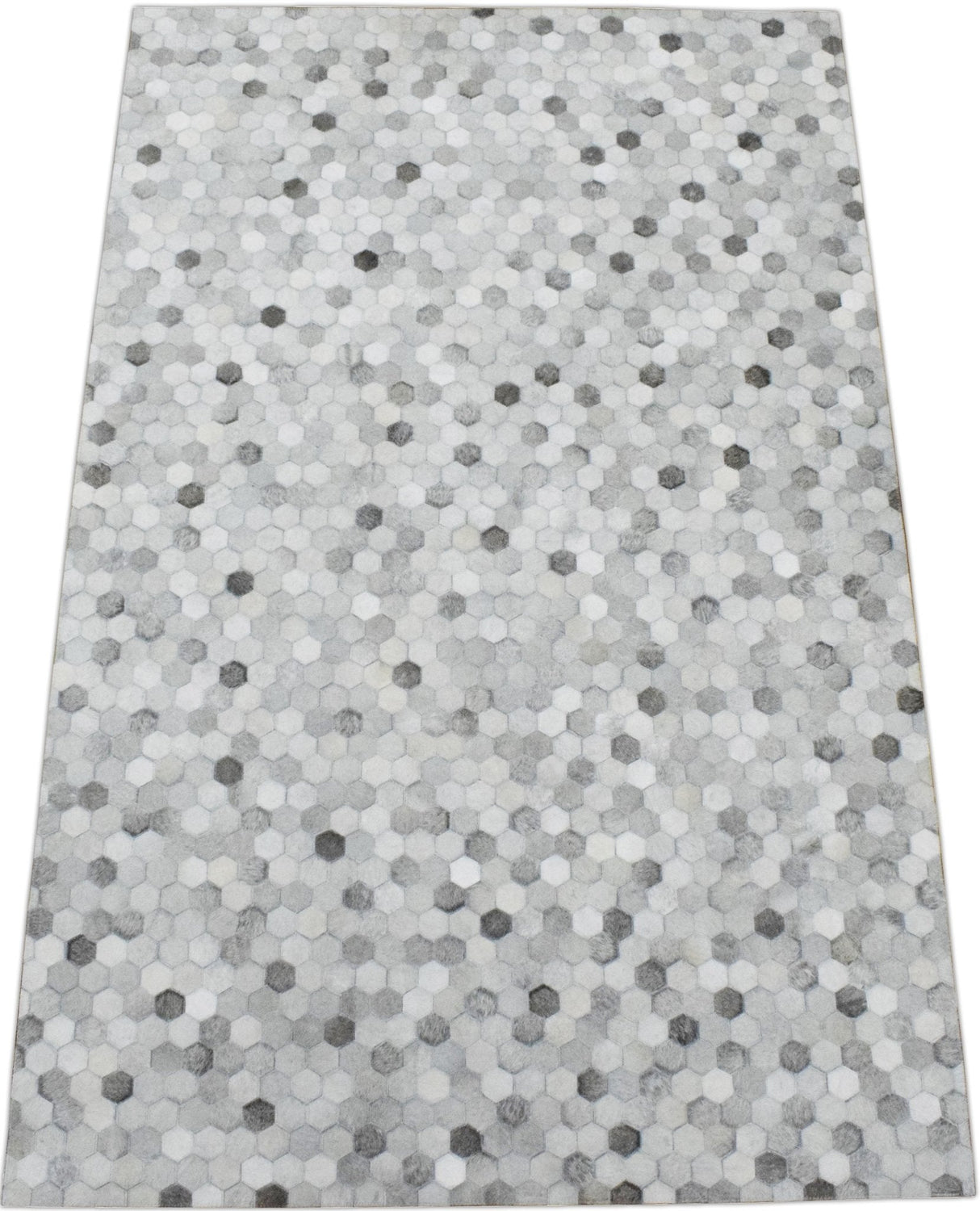 Modern Style Handmade Genuine Leather Silver Area Rug