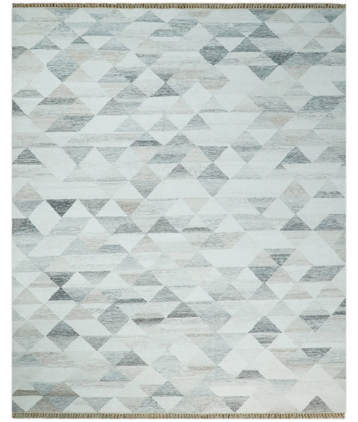 Modern Style Ivory and Gray Kilim Fine Wool Blend Rug