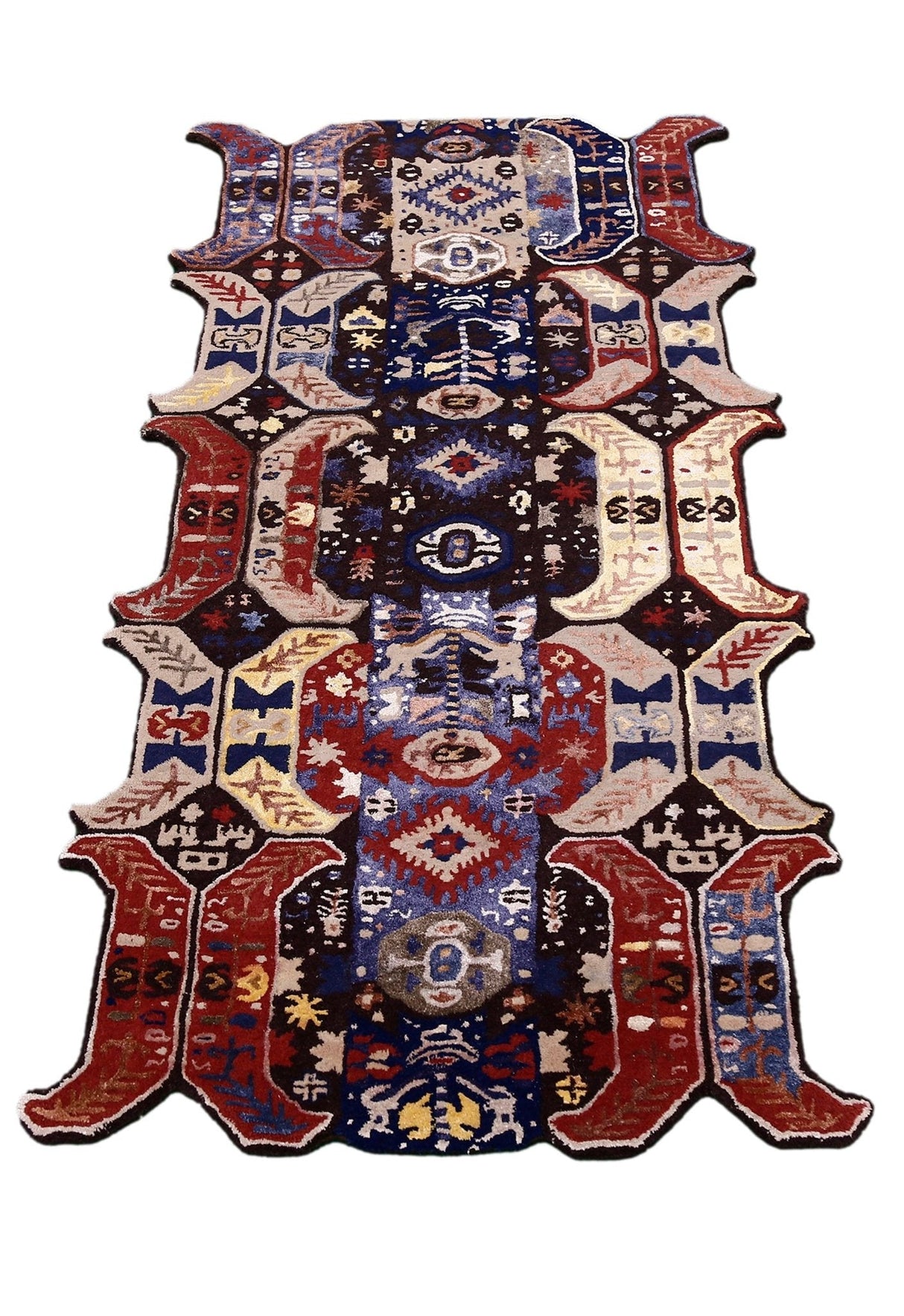 Modern Tribal Design Maroon Hand Tufted 4x8 Wool Area Rug