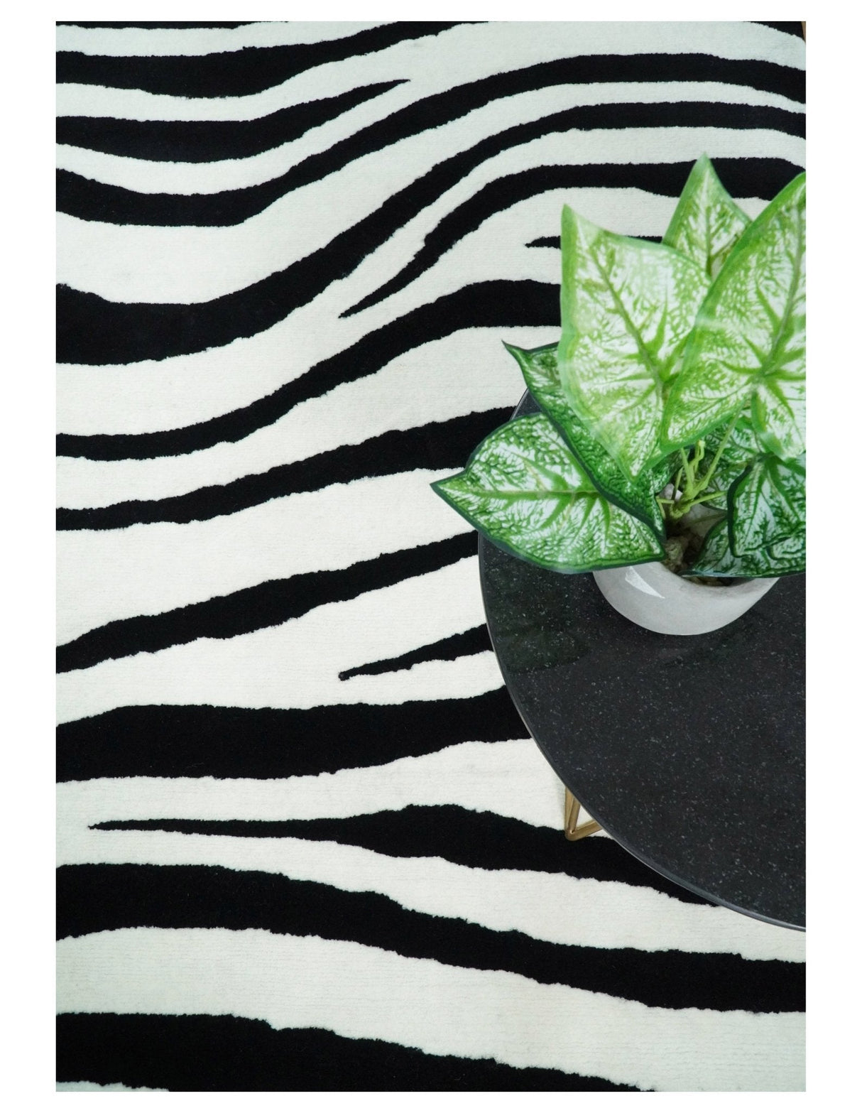 Modern Zebra Hand Tufted Black and White Wool Area Rug