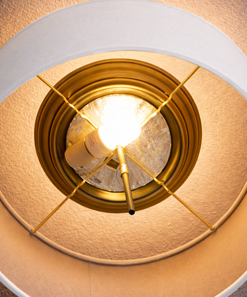 Moderne Flush Mount Conversion Kit 18"w White Linen Shallow Drum Lampshade