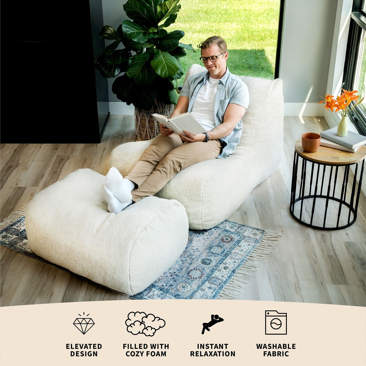 Modora Chair and Ottoman Bundle-foam filled-Parc Decor