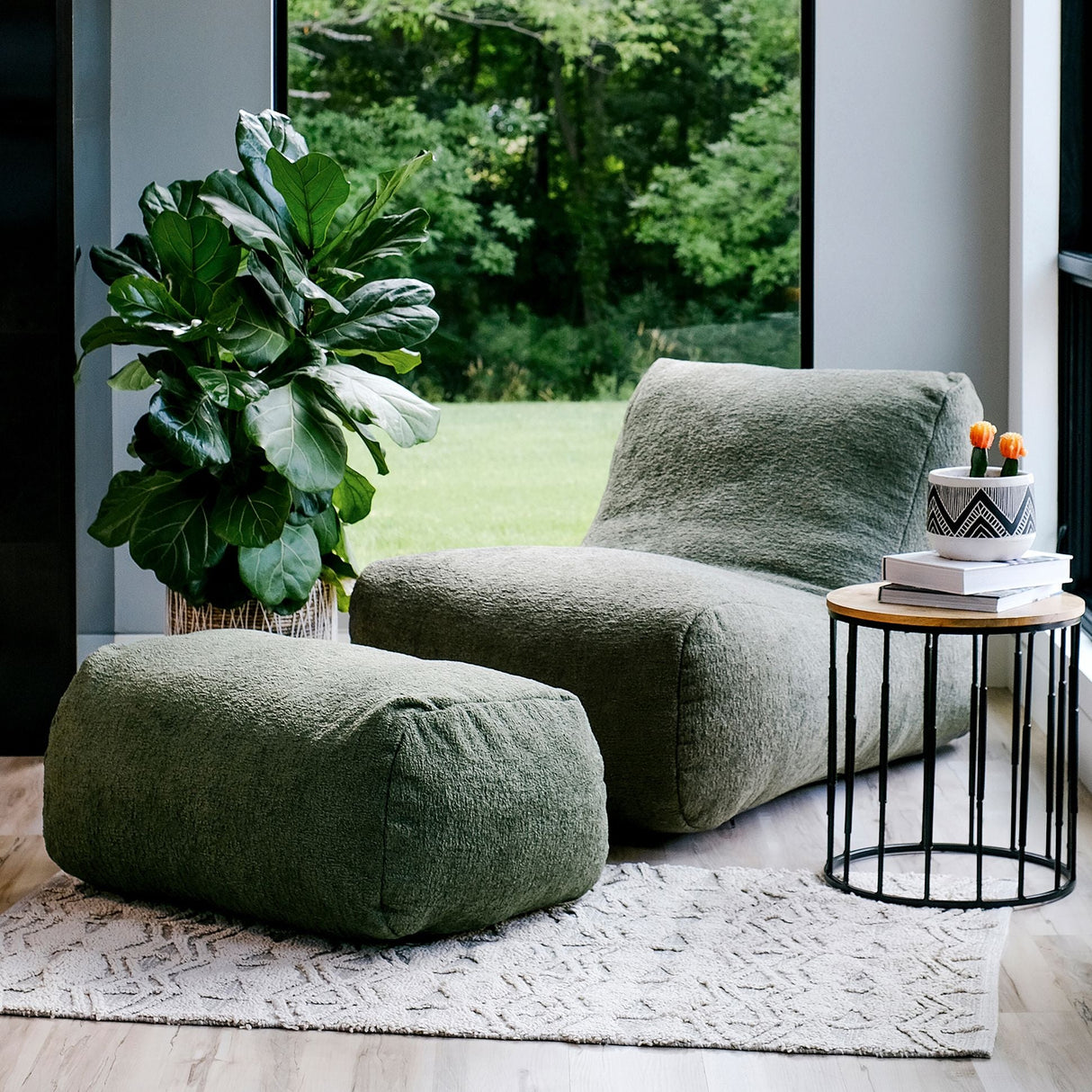 Modora Chair and Ottoman Bundle-foam filled-Parc Decor