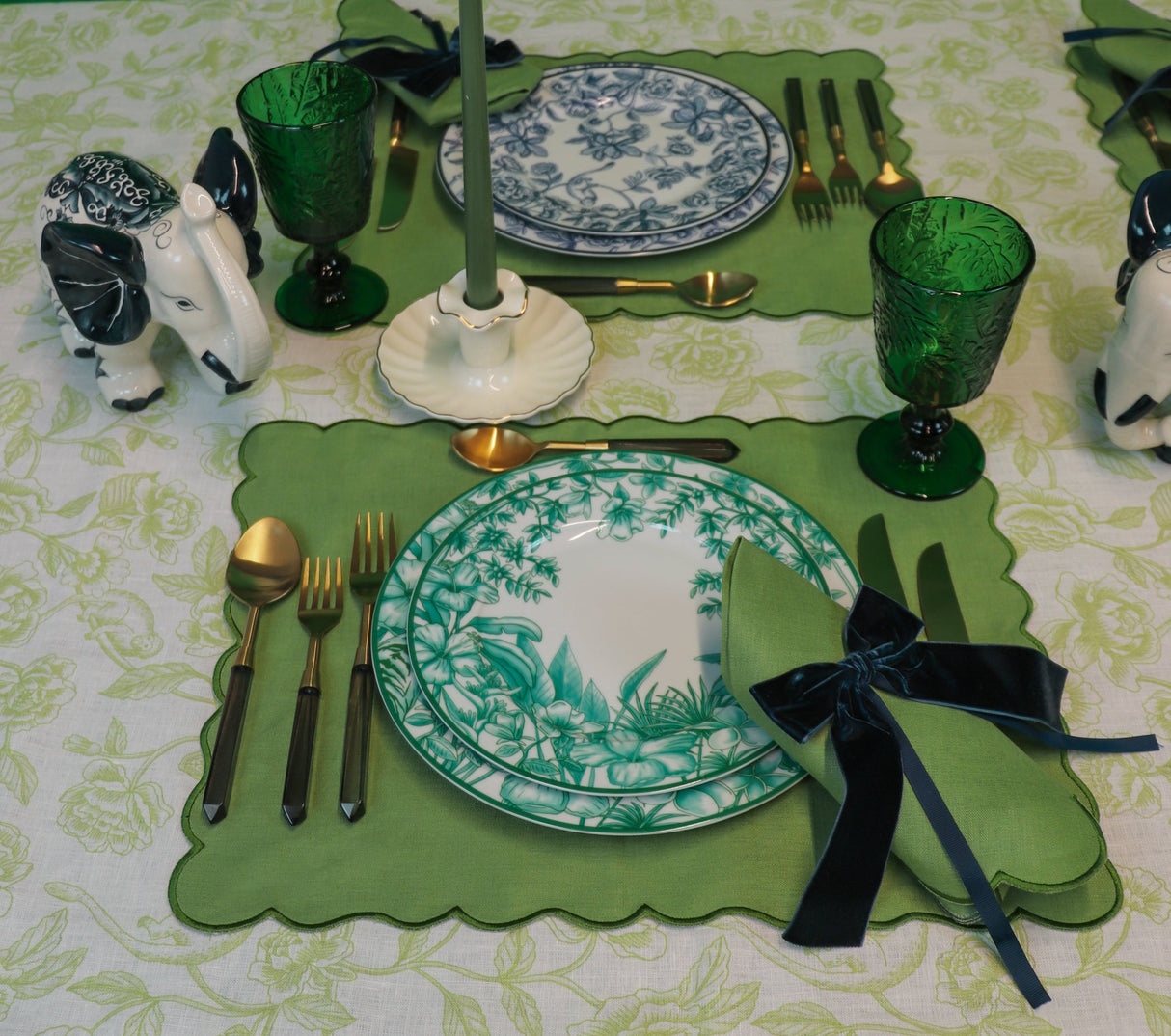 Monsoon Verdant Dinner Plate - Set of 4 (+1 Bonus Plate)-Dinner Plate-Parc Decor