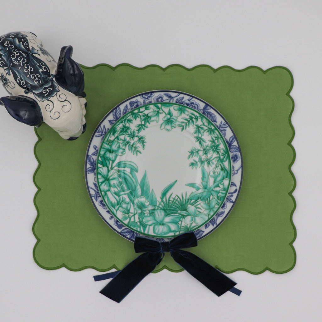 Monsoon Verdant Porcelain Dinner Plates – Set of 4 (+1 Bonus Plate)