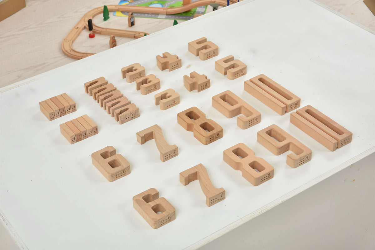 Montessori Wooden Number Blocks | Self-Correcting Math Manipulatives for Counting, Addition & Subtraction