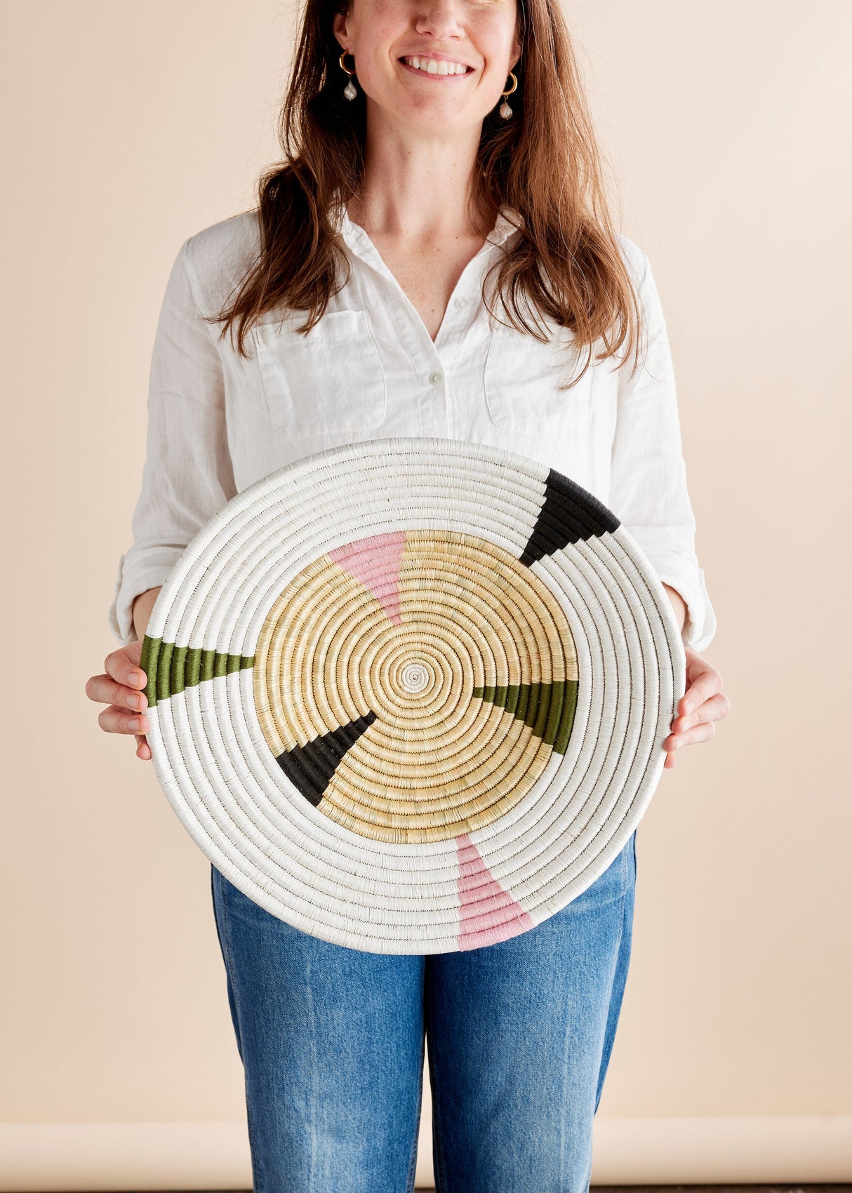 Mosaic Bullseye Wall Basket-Wall Basket-Parc Decor