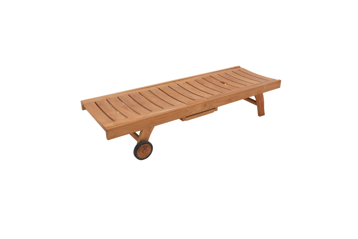 Naples Natural Teak Outdoor Sun Lounger with Adjustable Seat and Side Table-Sunlounger-Parc Decor