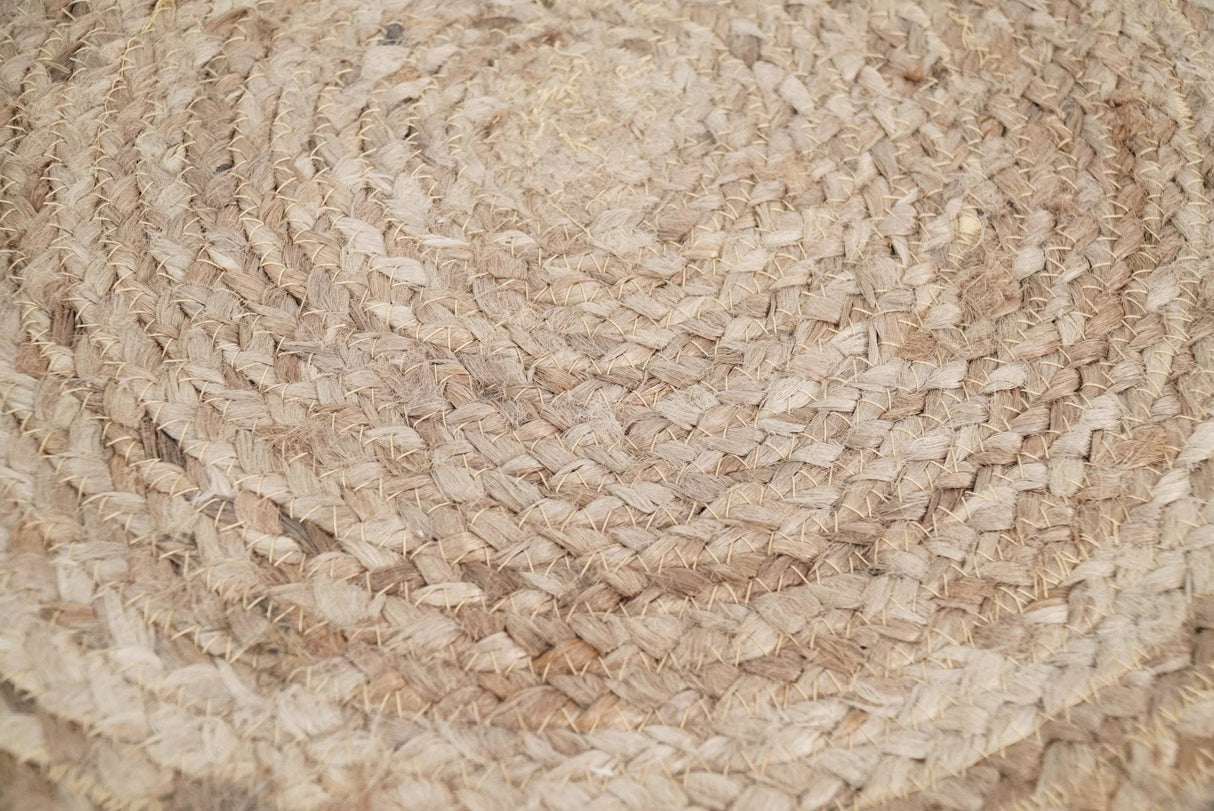 Natural Brown and White Jute Round Pouf, Hand Braided boho Pouf Ottoman Footstool, Side table, Seat , Foot Rest, Living Room, Bedroom | JP7-Pouf-Parc Decor