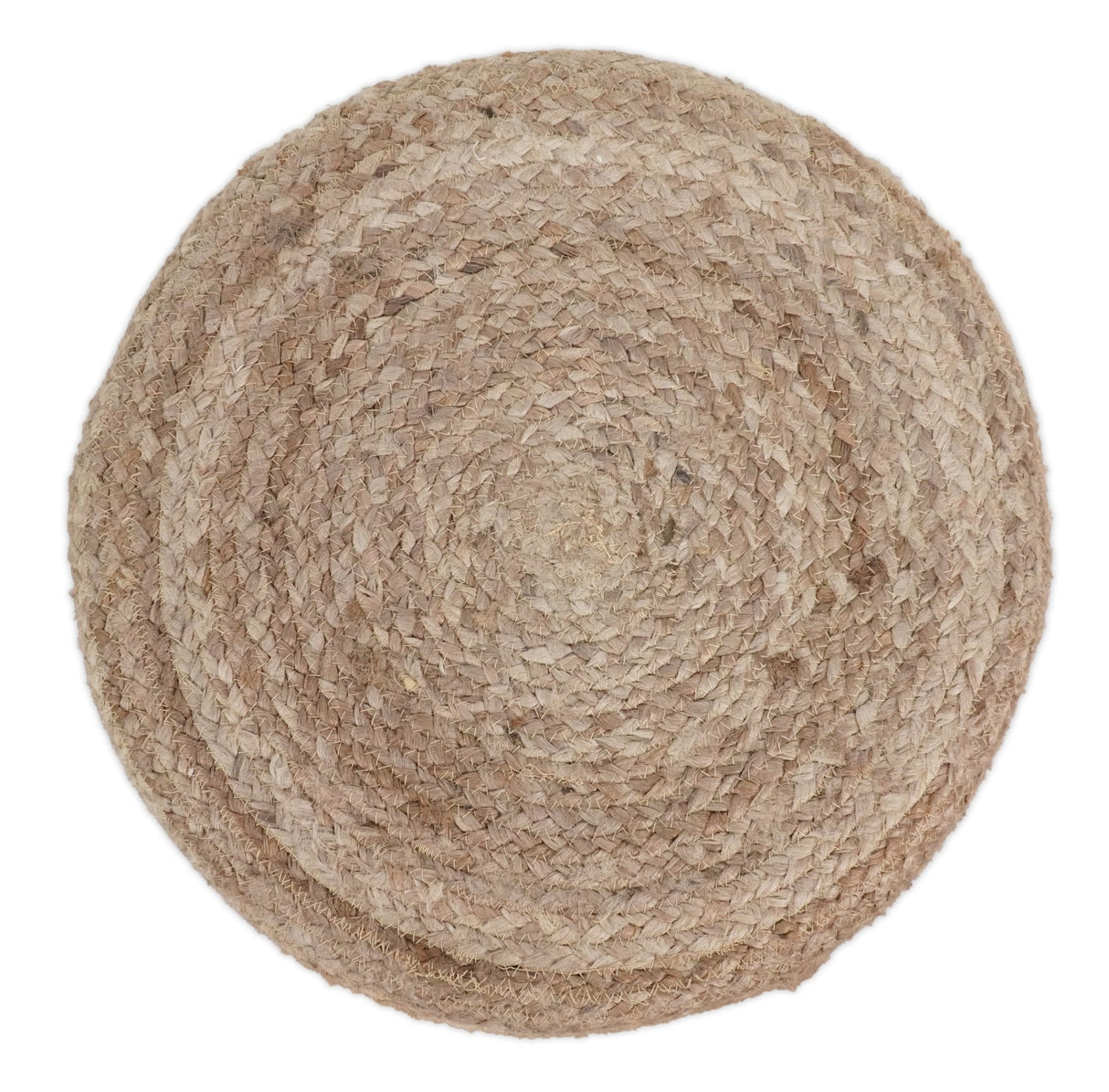 Natural Brown and White Jute Round Pouf, Hand Braided boho Pouf Ottoman Footstool, Side table, Seat , Foot Rest, Living Room, Bedroom | JP7-Pouf-Parc Decor