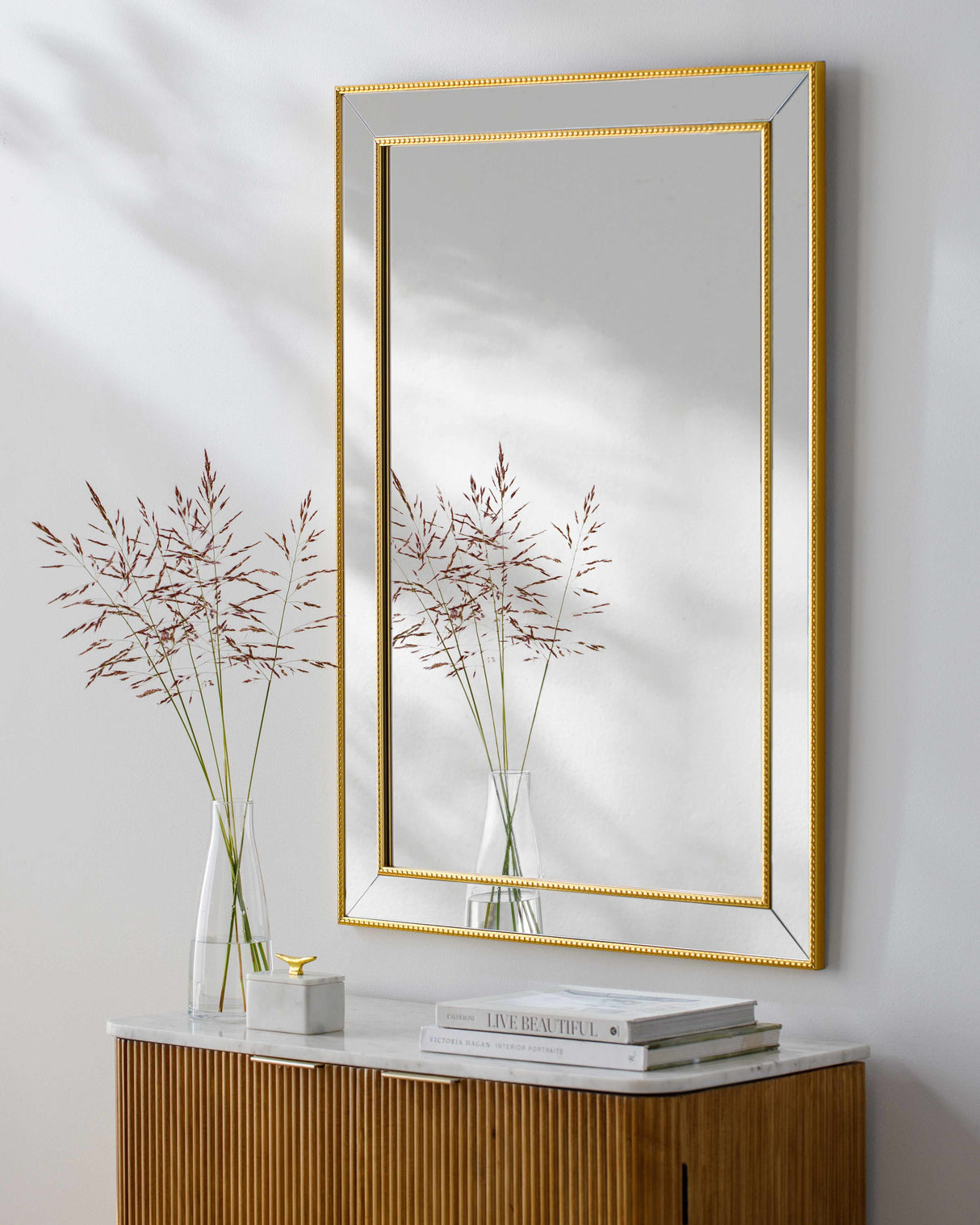Netzschkau Rectangular Gold Mirror-Mirrors-Parc Decor