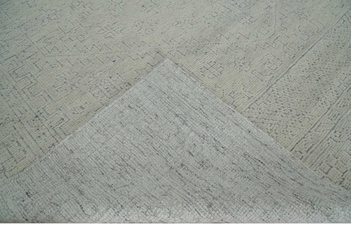 Neutral Contemporary 8x10 Medallion Beige 8x10 Hand knotted wool area rug