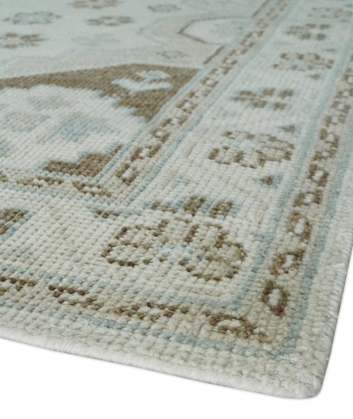 Neutral Ivory, Brown and Gray Hand knotted Traditional Multi Size wool Area Rug