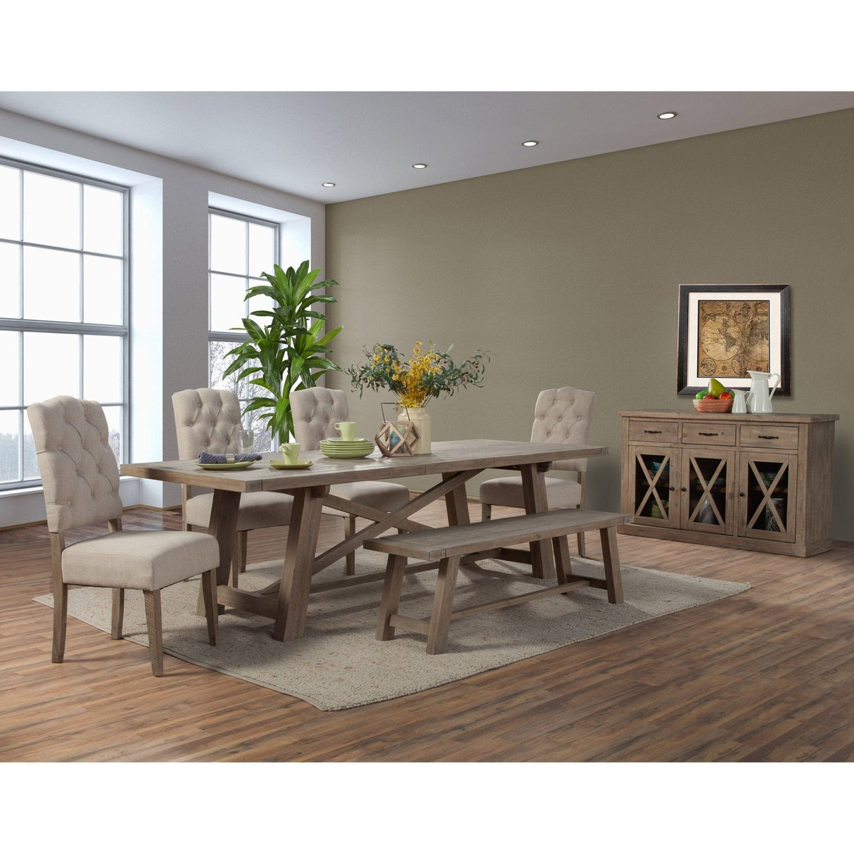 Newberry Rectangular Dining Table, Weathered Natural-Dining Tables-Parc Decor